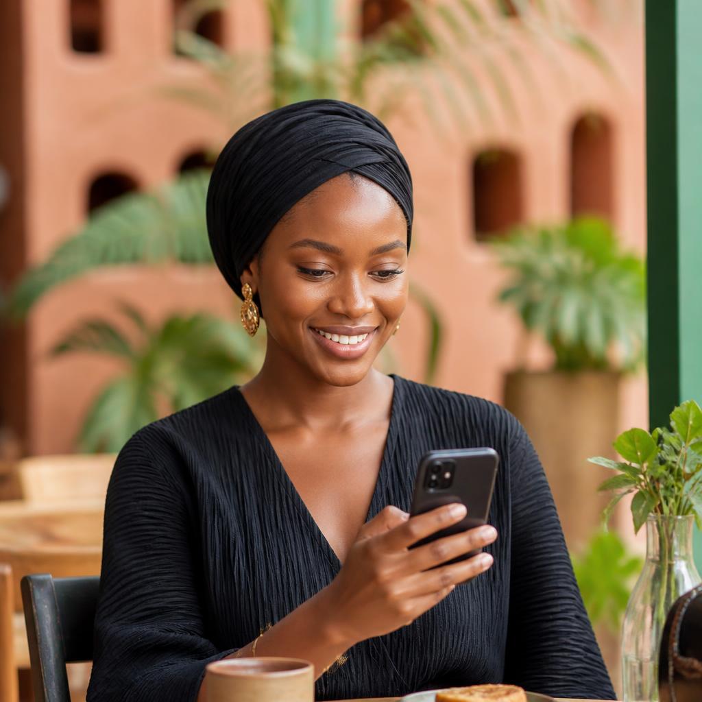 Utilisatrice Skatta réalisant une mission depuis son smartphone